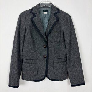 J. Crew Professor Blazer Women's Size 4 Grey Black Wool Jacket Schoolboy Preppy